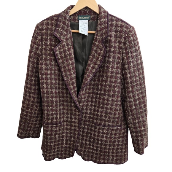 Harve Benard Jackets & Blazers - Harve Benard Women Blazer Jacket Wool Blend Burgundy Textured Size 14‎